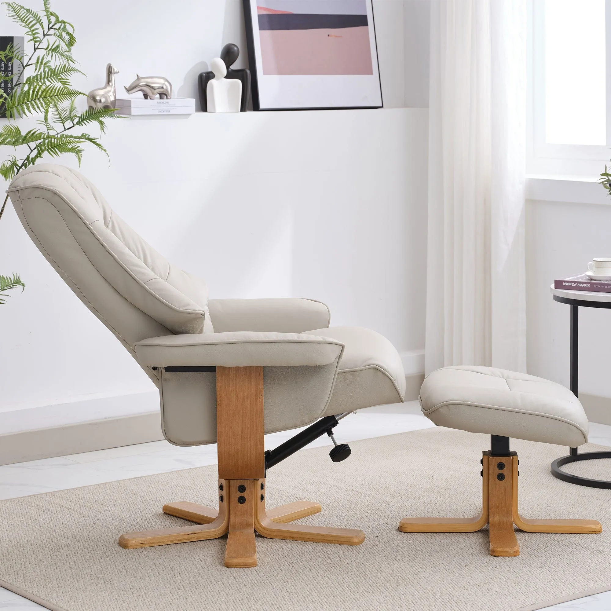 Royale - Swivel Recliner Chair & Footstool In Leather