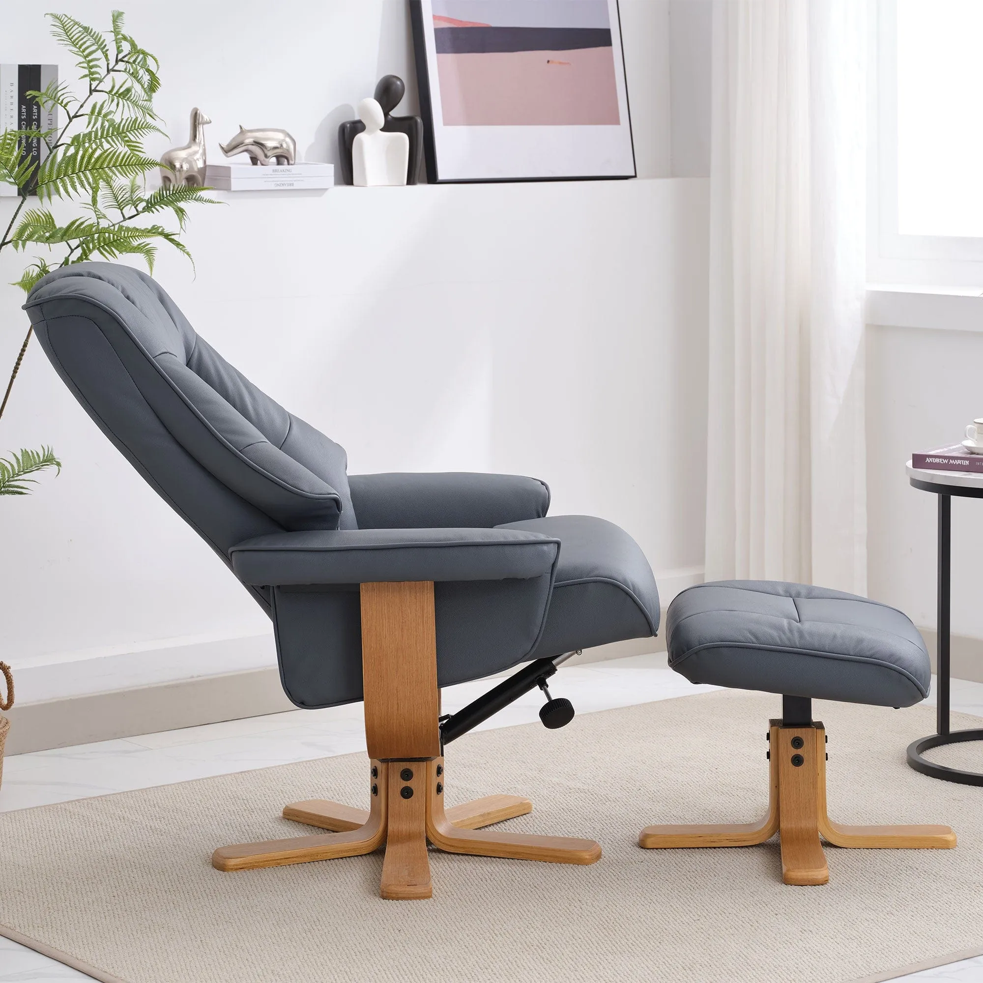 Royale - Swivel Recliner Chair & Footstool In Leather