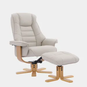 Royale - Swivel Recliner Chair & Footstool In Leather