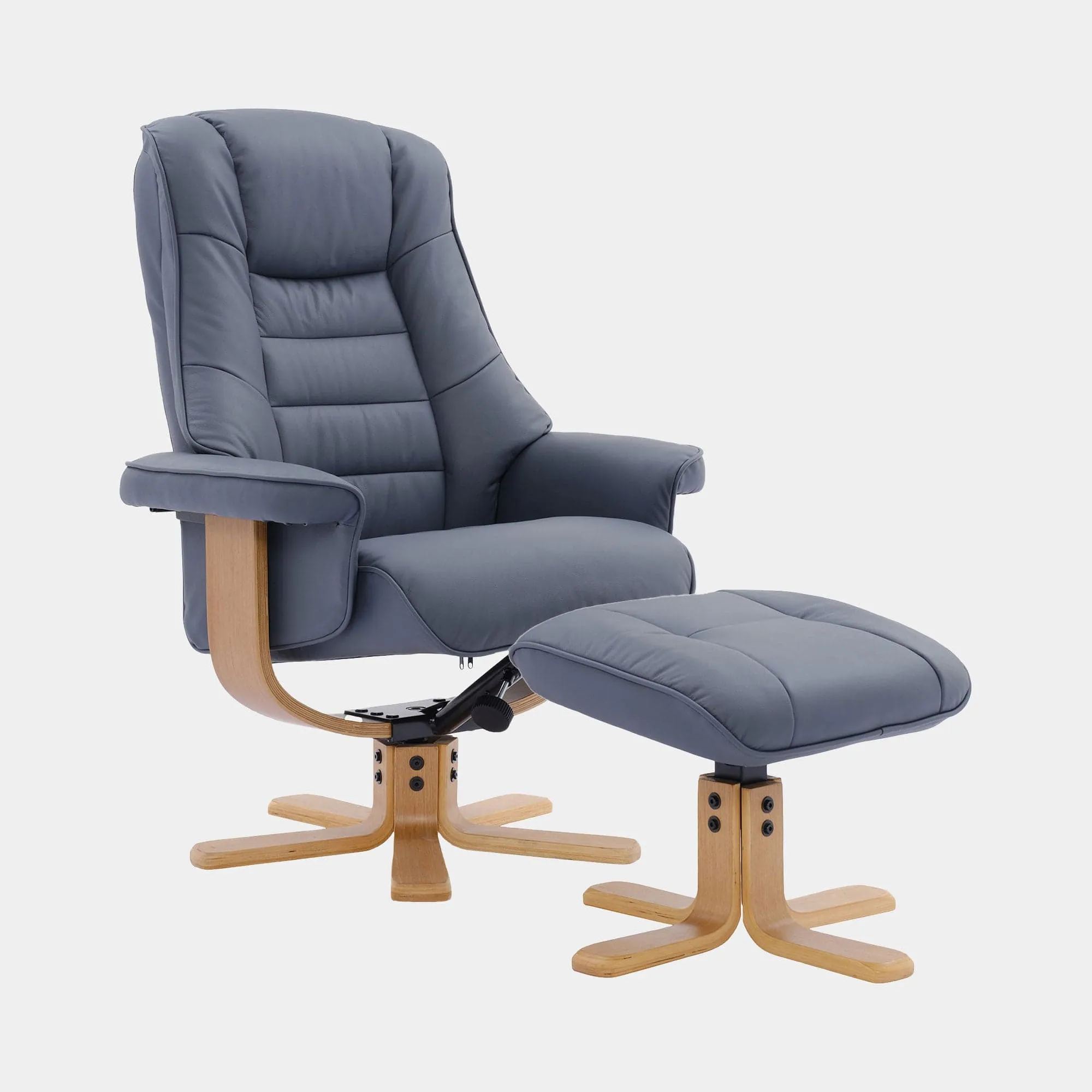 Royale - Swivel Recliner Chair & Footstool In Leather