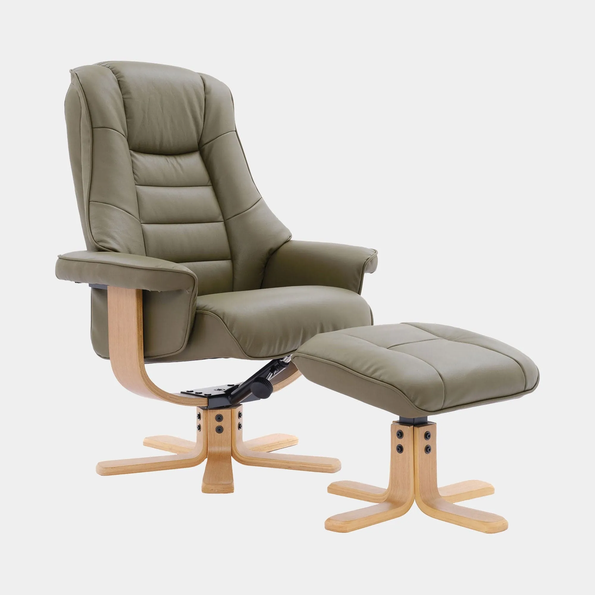 Royale - Swivel Recliner Chair & Footstool In Leather