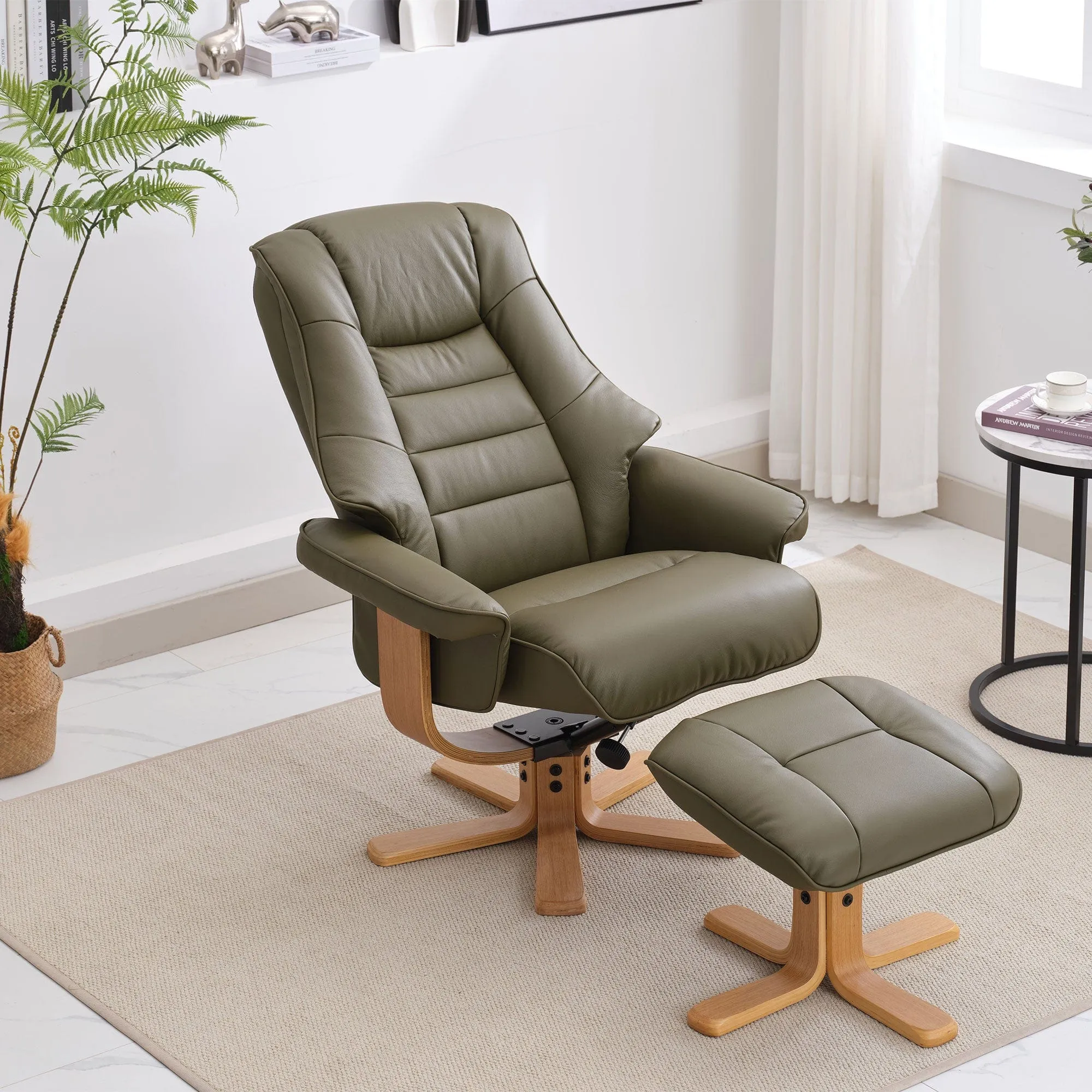 Royale - Swivel Recliner Chair & Footstool In Leather