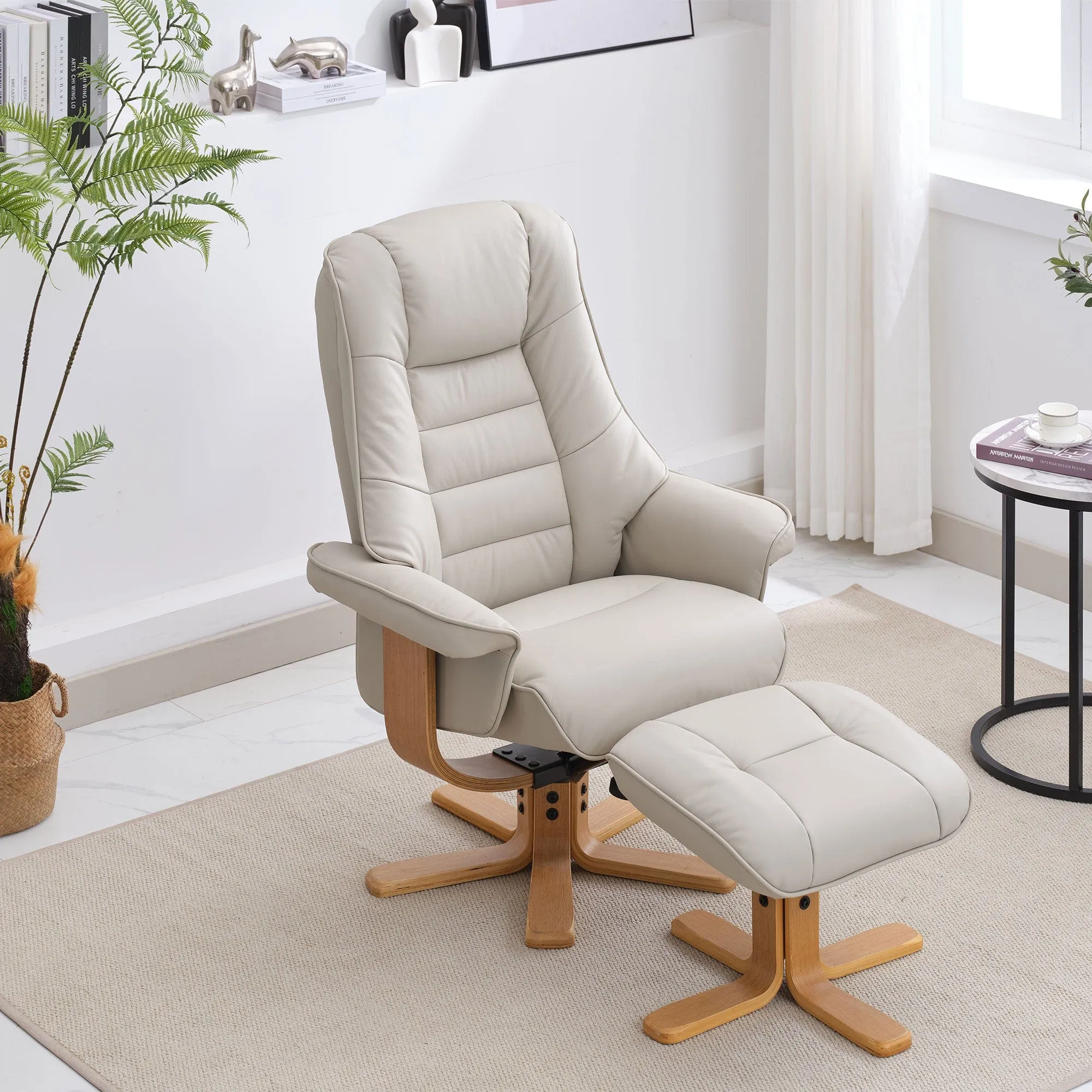 Royale - Swivel Recliner Chair & Footstool In Leather