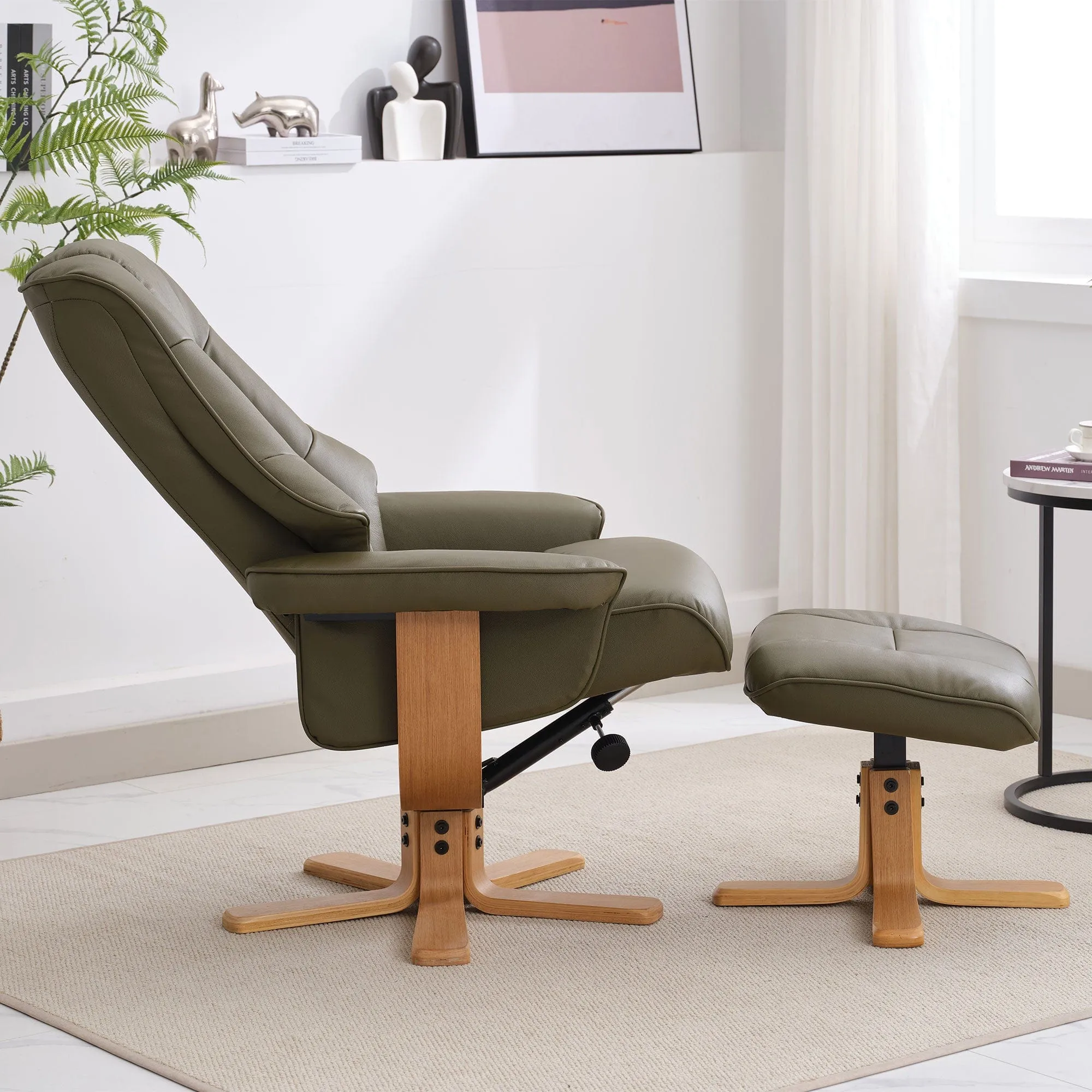 Royale - Swivel Recliner Chair & Footstool In Leather
