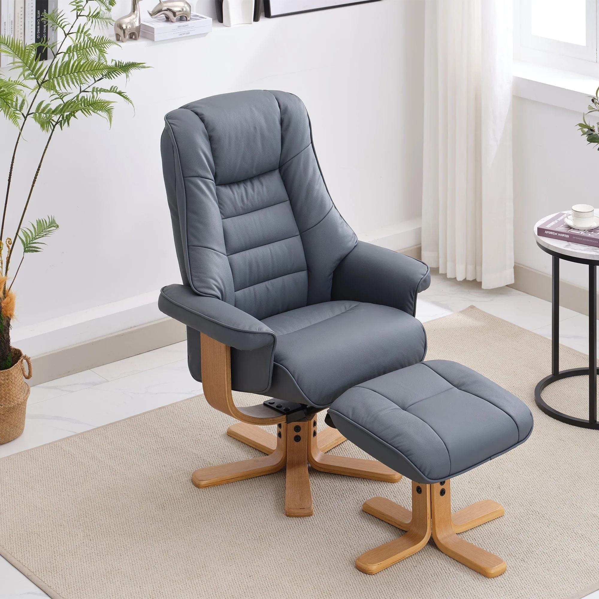 Royale - Swivel Recliner Chair & Footstool In Leather