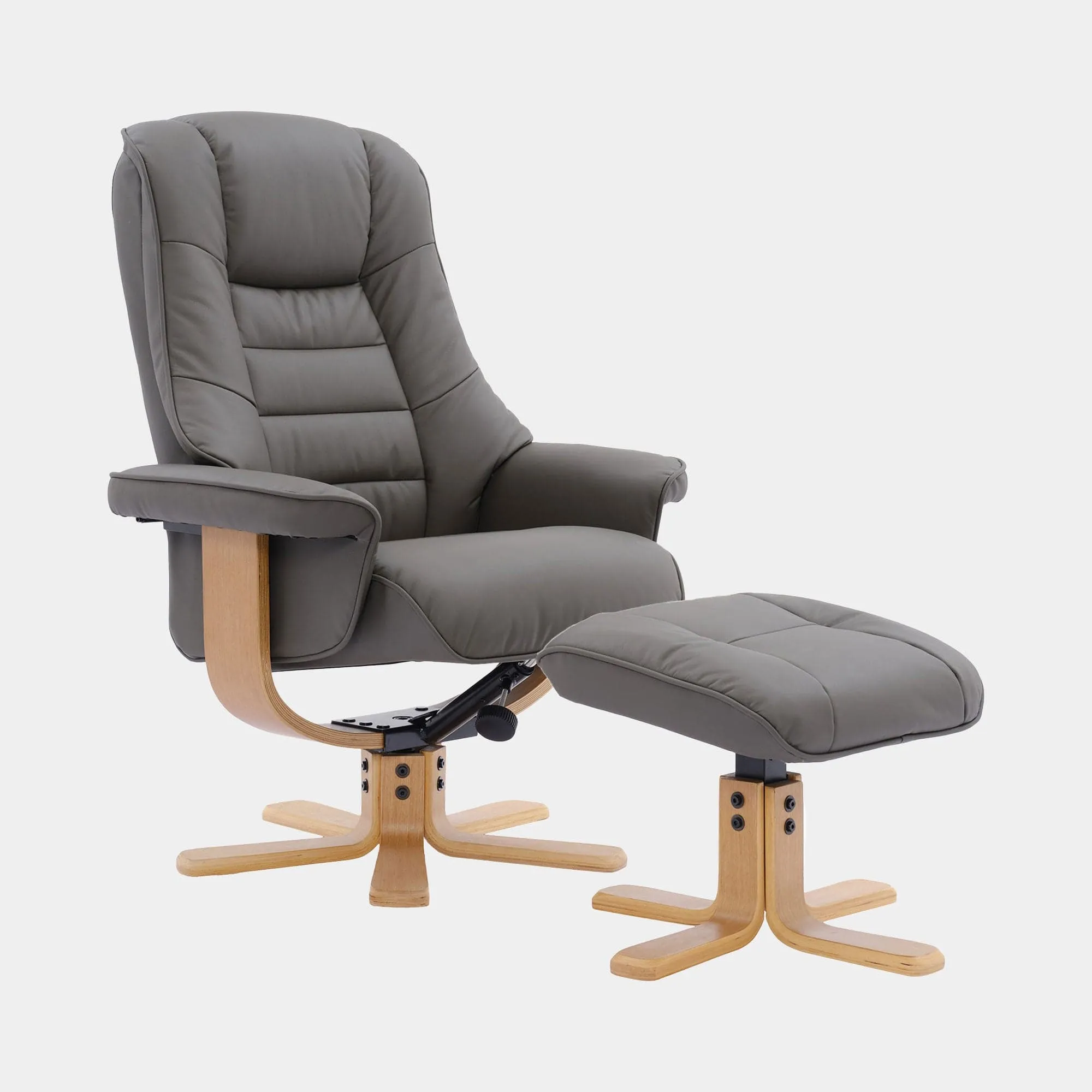 Royale - Swivel Recliner Chair & Footstool In Leather