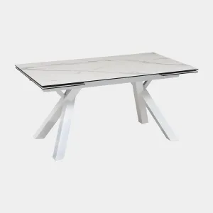 Scanno - 160cm Extending Dining Table With Matte White Ceramic Top