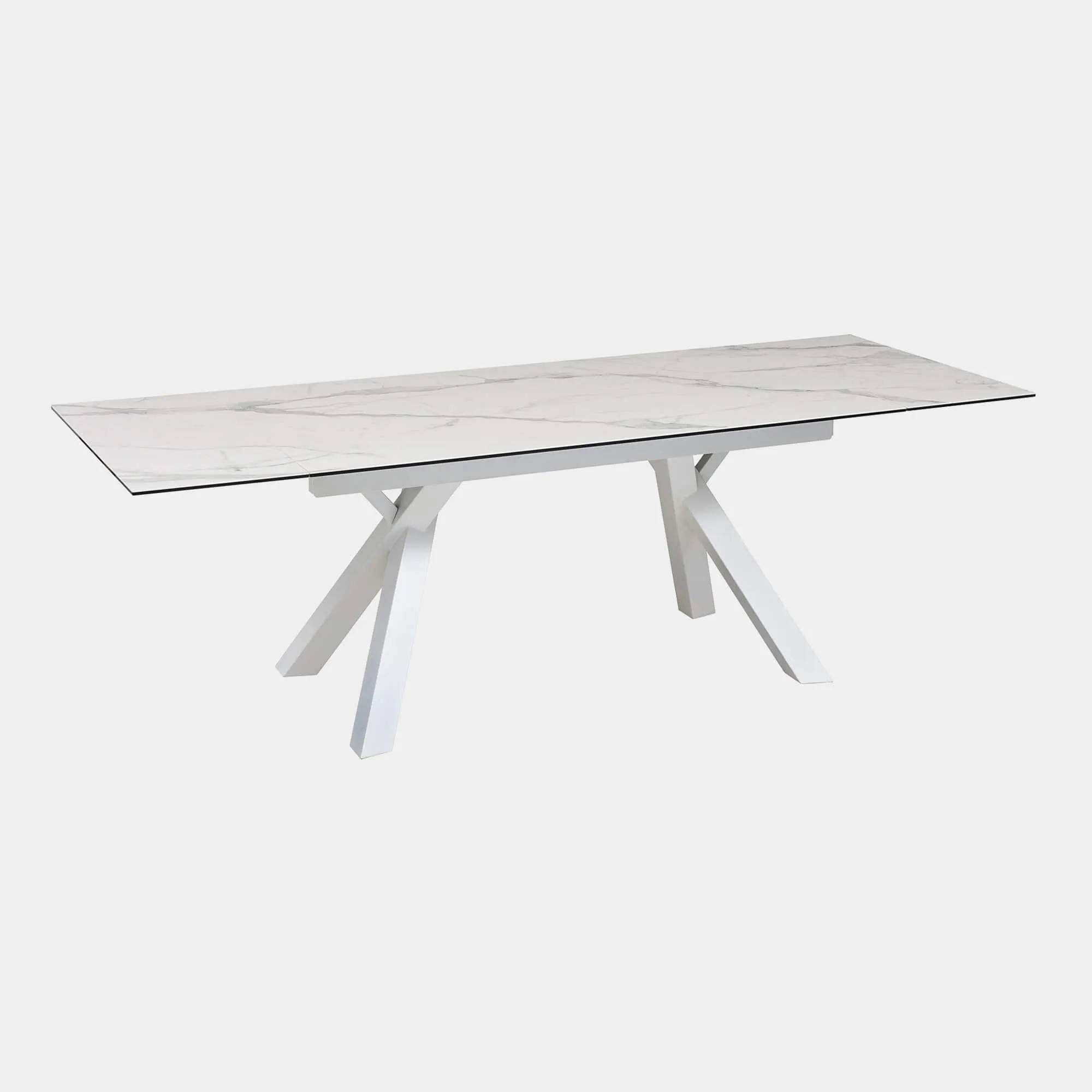 Scanno - 160cm Extending Dining Table With Matte White Ceramic Top