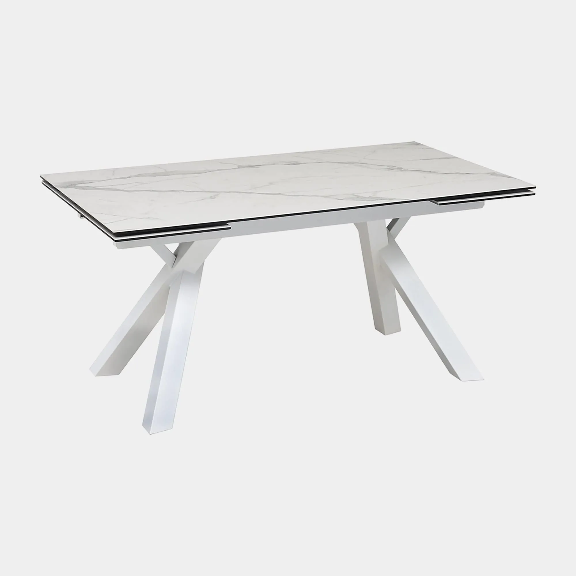 Scanno - 160cm Extending Dining Table With Matte White Ceramic Top