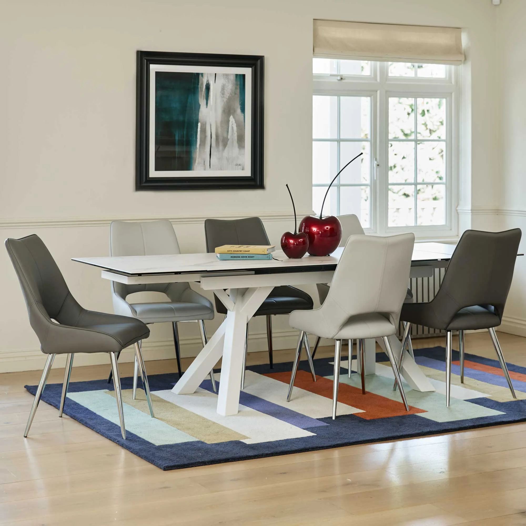 Scanno - 160cm Extending Dining Table With Matte White Ceramic Top