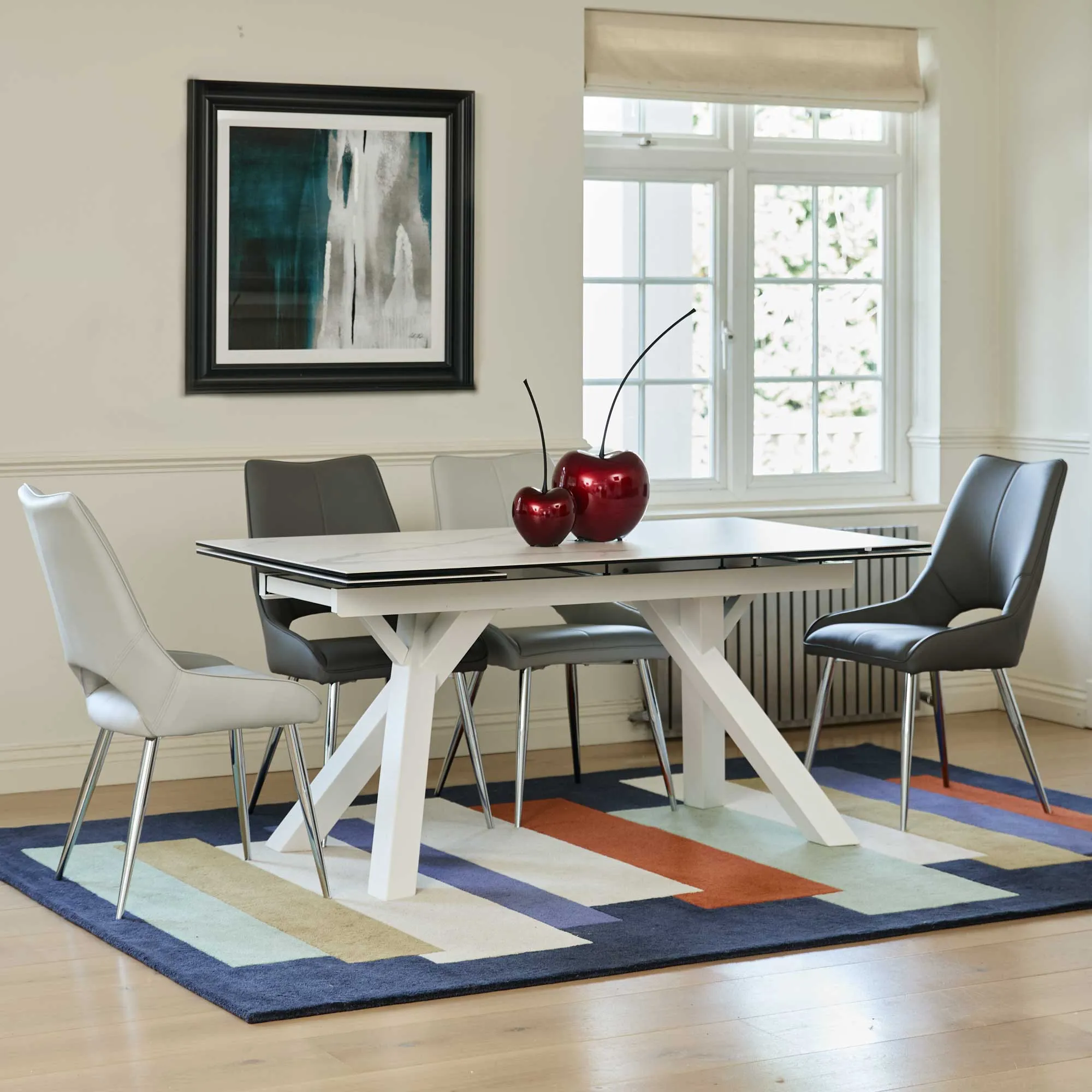 Scanno - 160cm Extending Dining Table With Matte White Ceramic Top