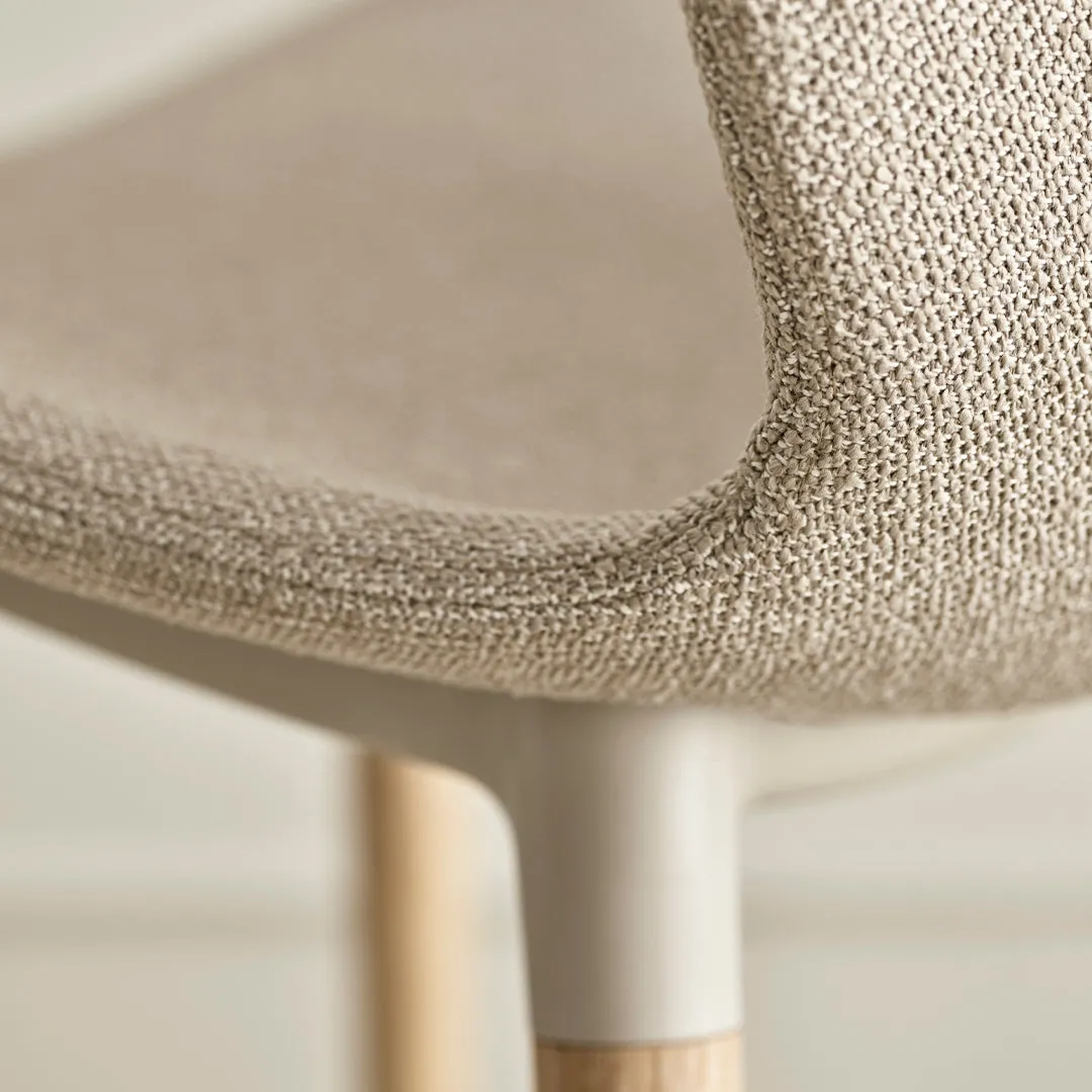 Seed Bar Chair - Upholstered - Oiled Oak Base, White Pigmented