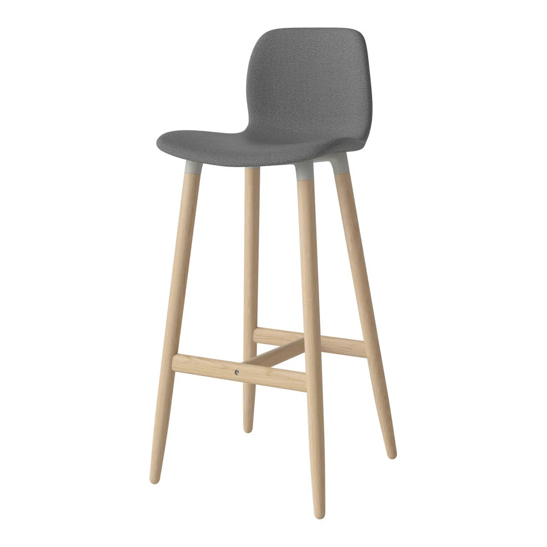 Seed Bar Chair - Upholstered - Oiled Oak Base, White Pigmented