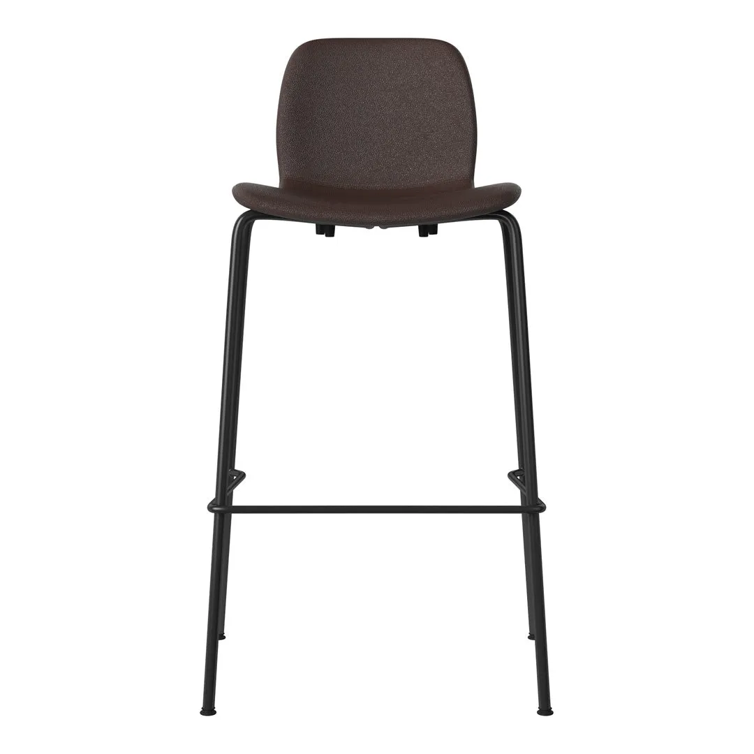Seed Bar Chair - Upholstered - Steel Base, Black Lacquered