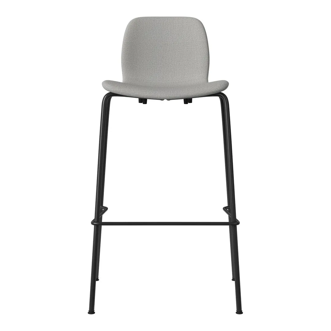 Seed Bar Chair - Upholstered - Steel Base, Black Lacquered