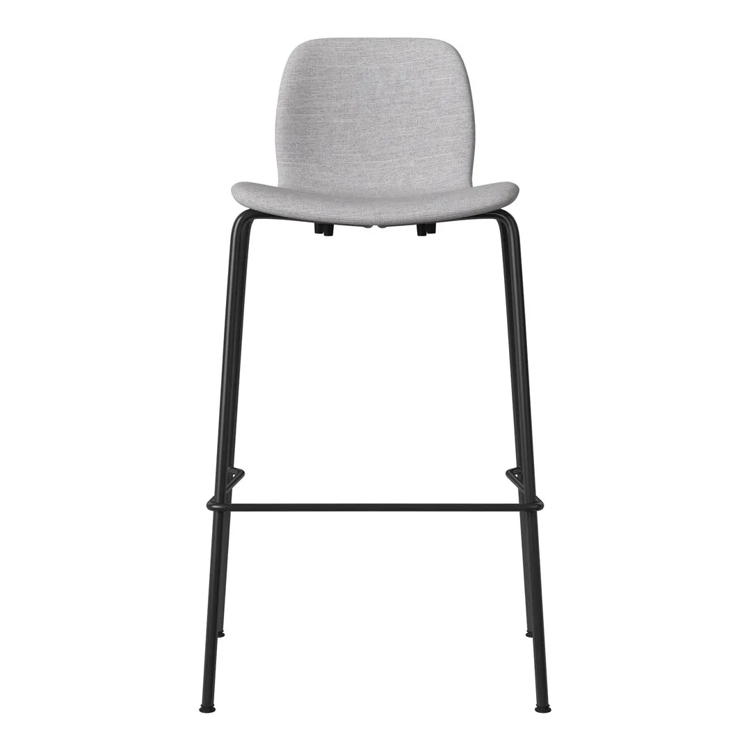 Seed Bar Chair - Upholstered - Steel Base, Black Lacquered