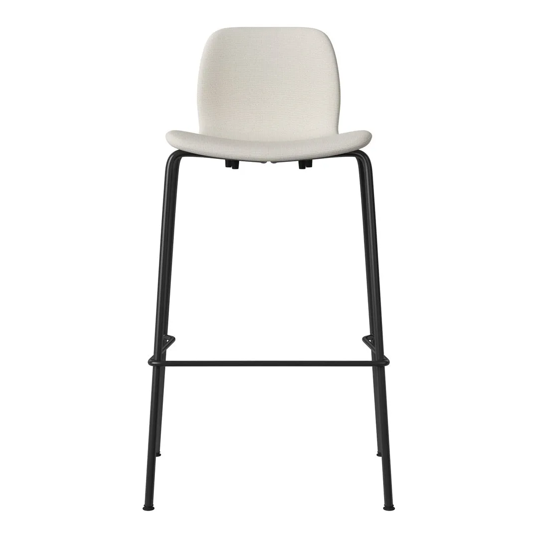 Seed Bar Chair - Upholstered - Steel Base, Black Lacquered