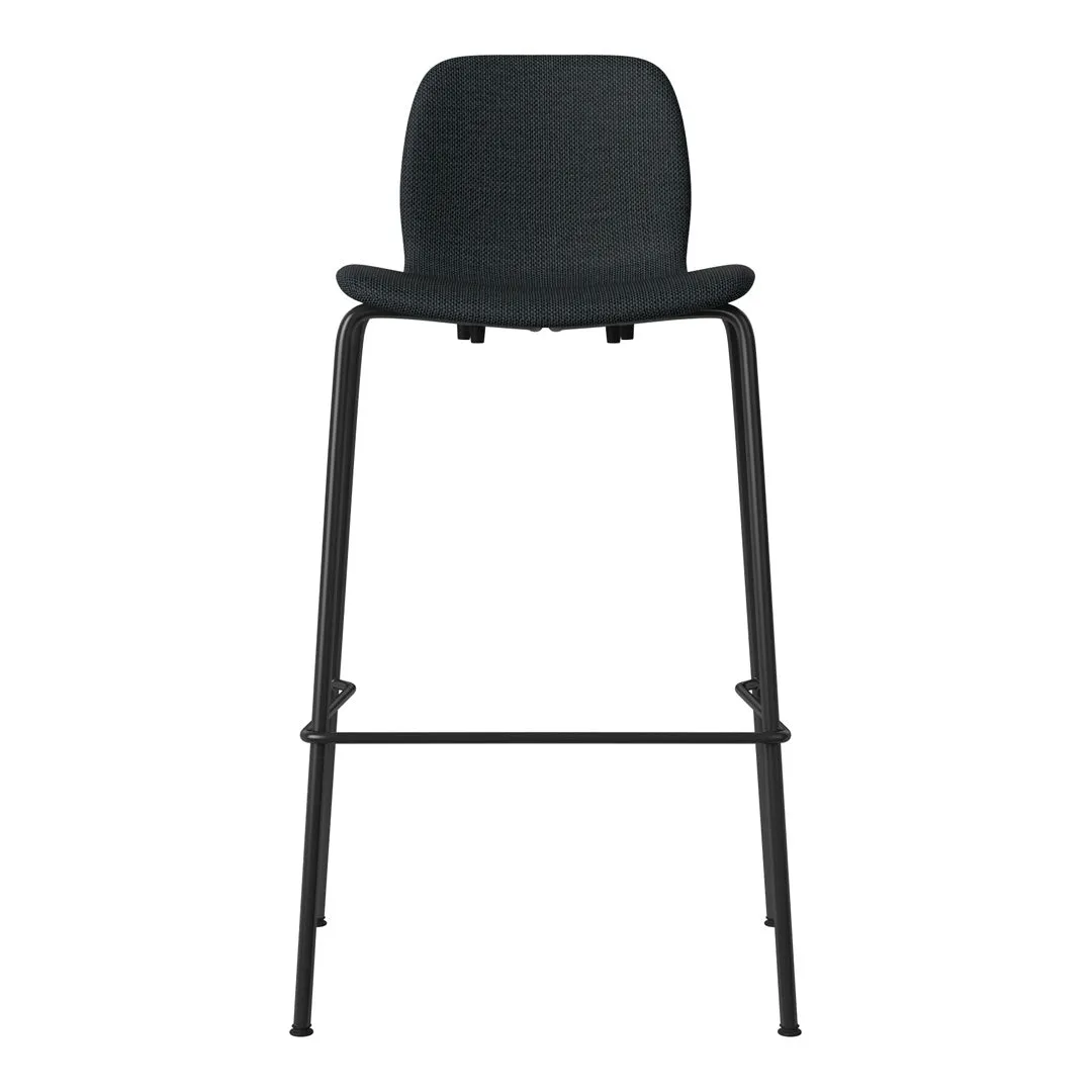 Seed Bar Chair - Upholstered - Steel Base, Black Lacquered