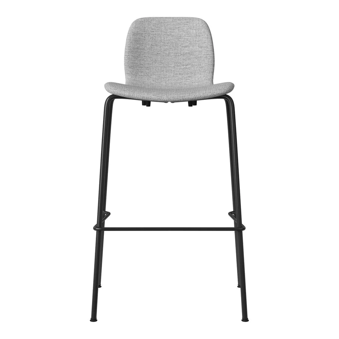 Seed Bar Chair - Upholstered - Steel Base, Black Lacquered