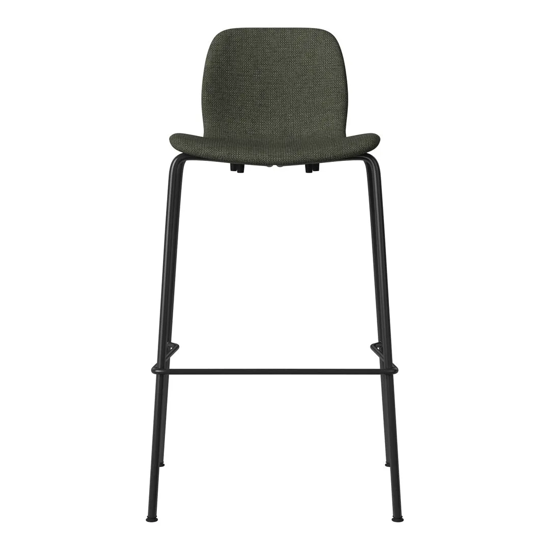 Seed Bar Chair - Upholstered - Steel Base, Black Lacquered