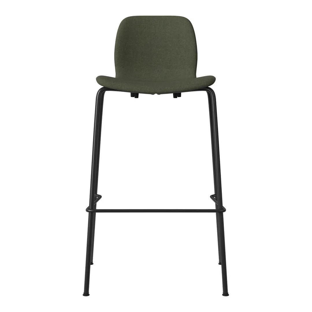 Seed Bar Chair - Upholstered - Steel Base, Black Lacquered