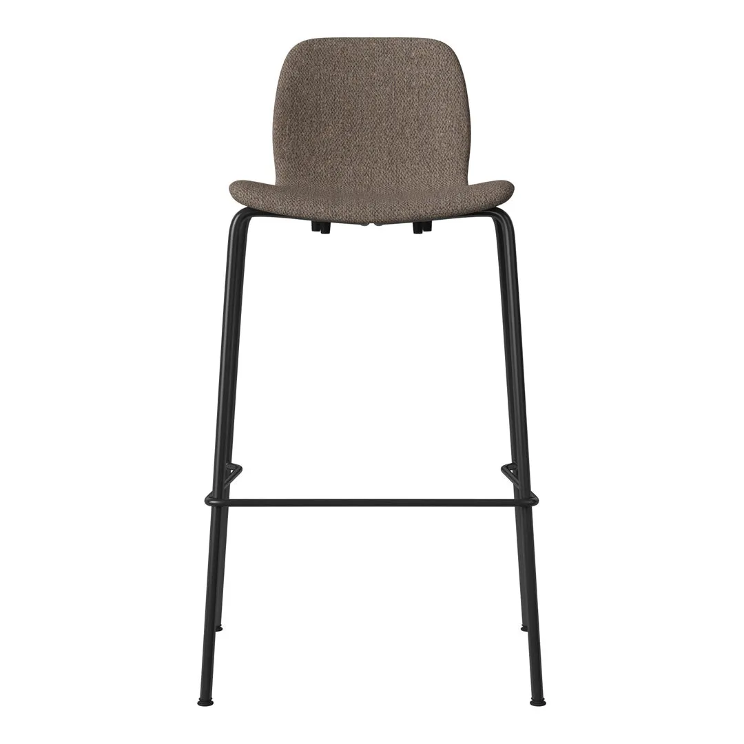 Seed Bar Chair - Upholstered - Steel Base, Black Lacquered