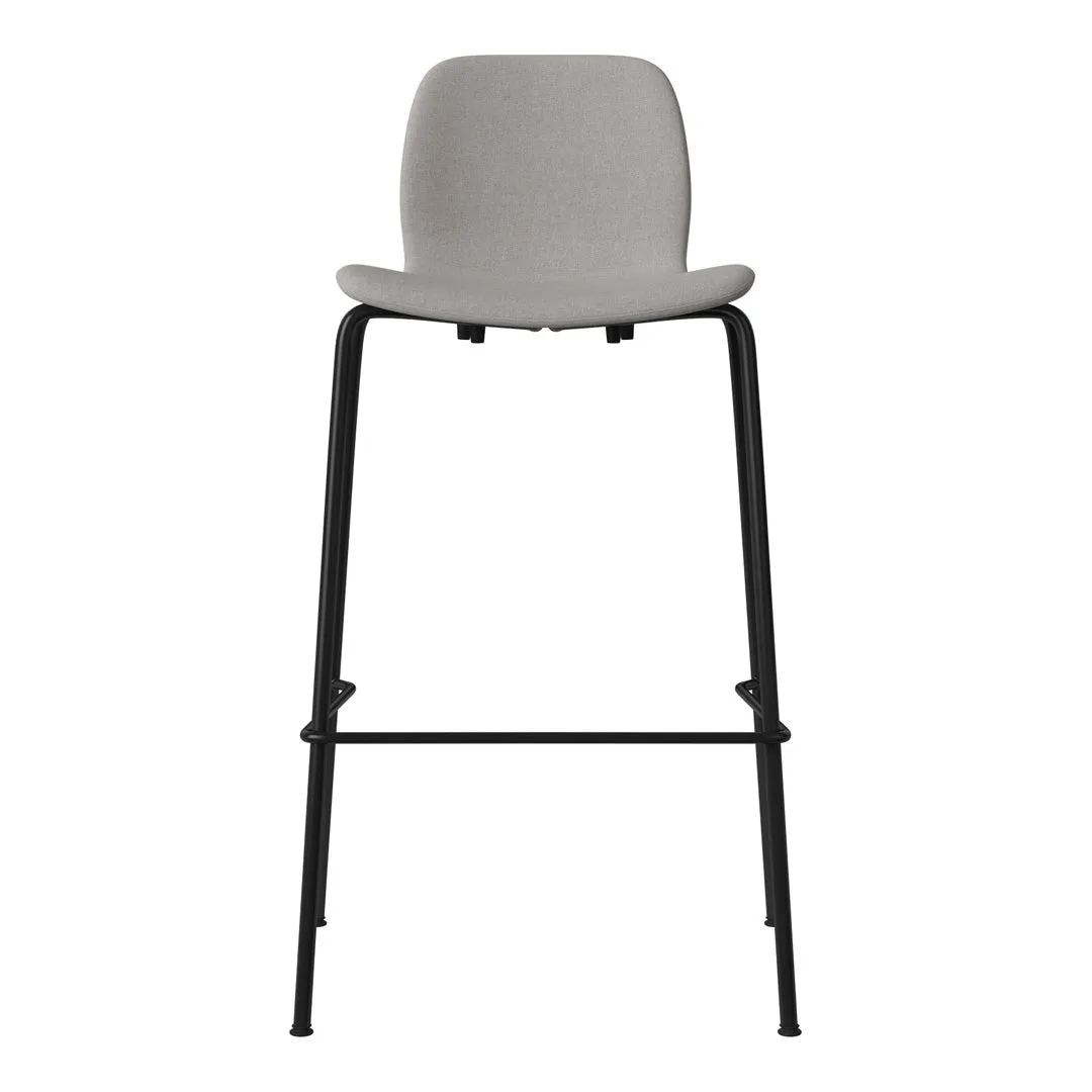 Seed Bar Chair - Upholstered - Steel Base, Black Lacquered