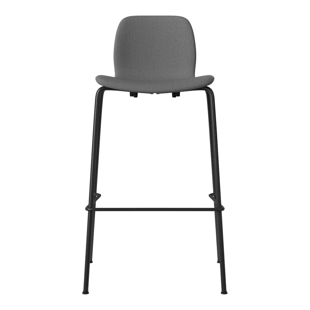 Seed Bar Chair - Upholstered - Steel Base, Black Lacquered