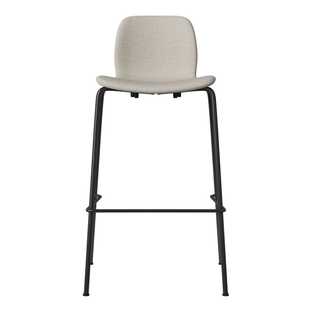 Seed Bar Chair - Upholstered - Steel Base, Black Lacquered