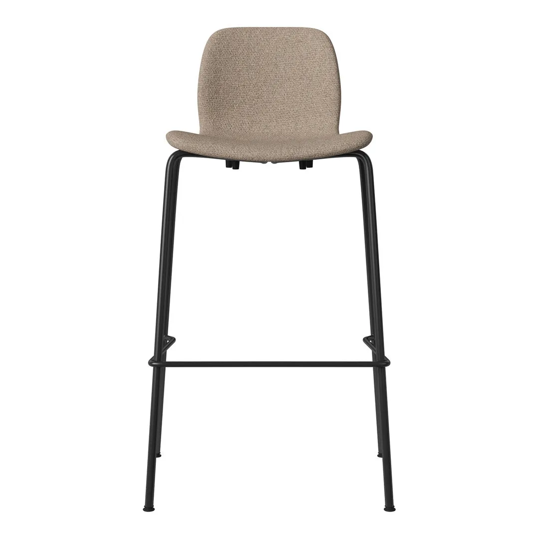 Seed Bar Chair - Upholstered - Steel Base, Black Lacquered