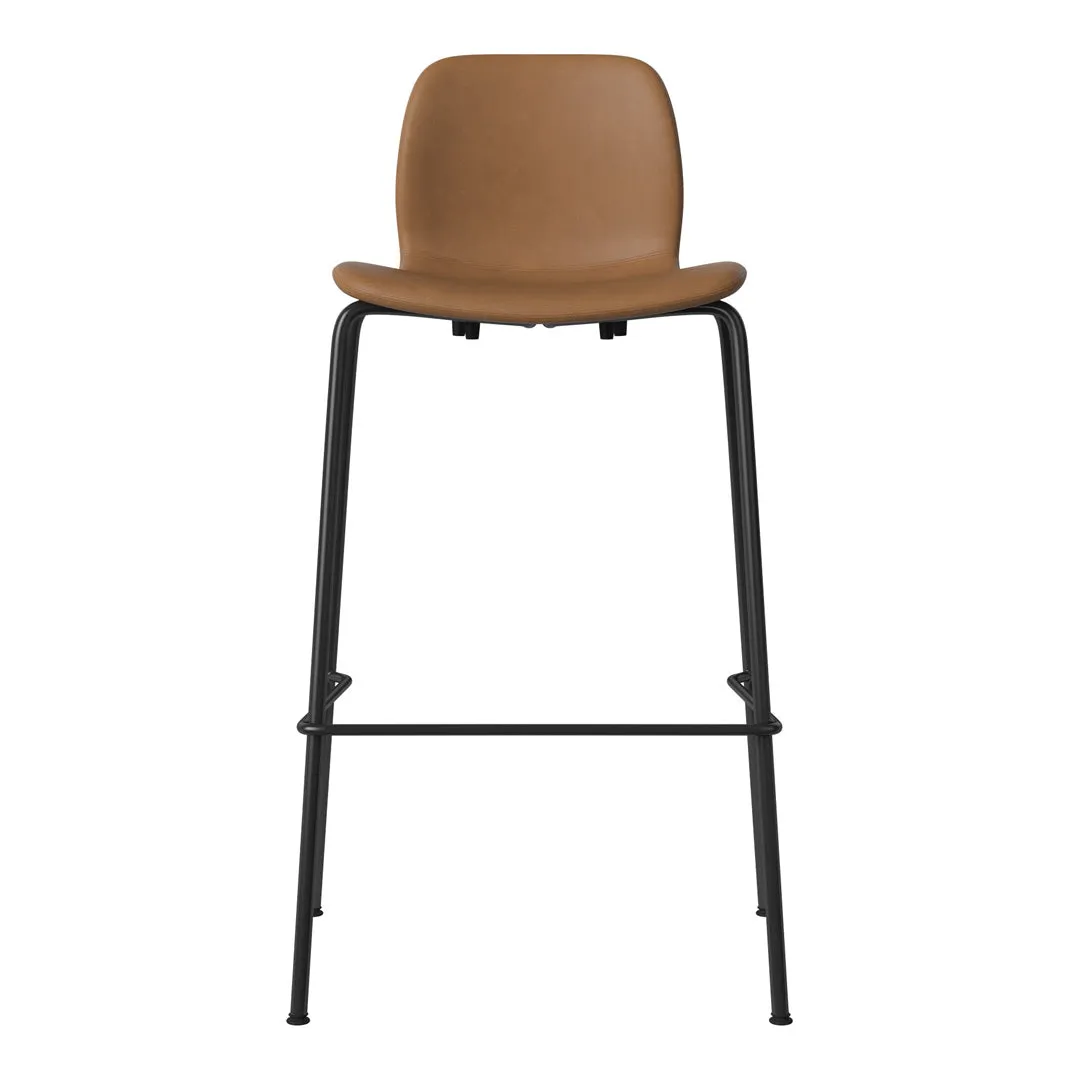 Seed Bar Chair - Upholstered - Steel Base, Black Lacquered