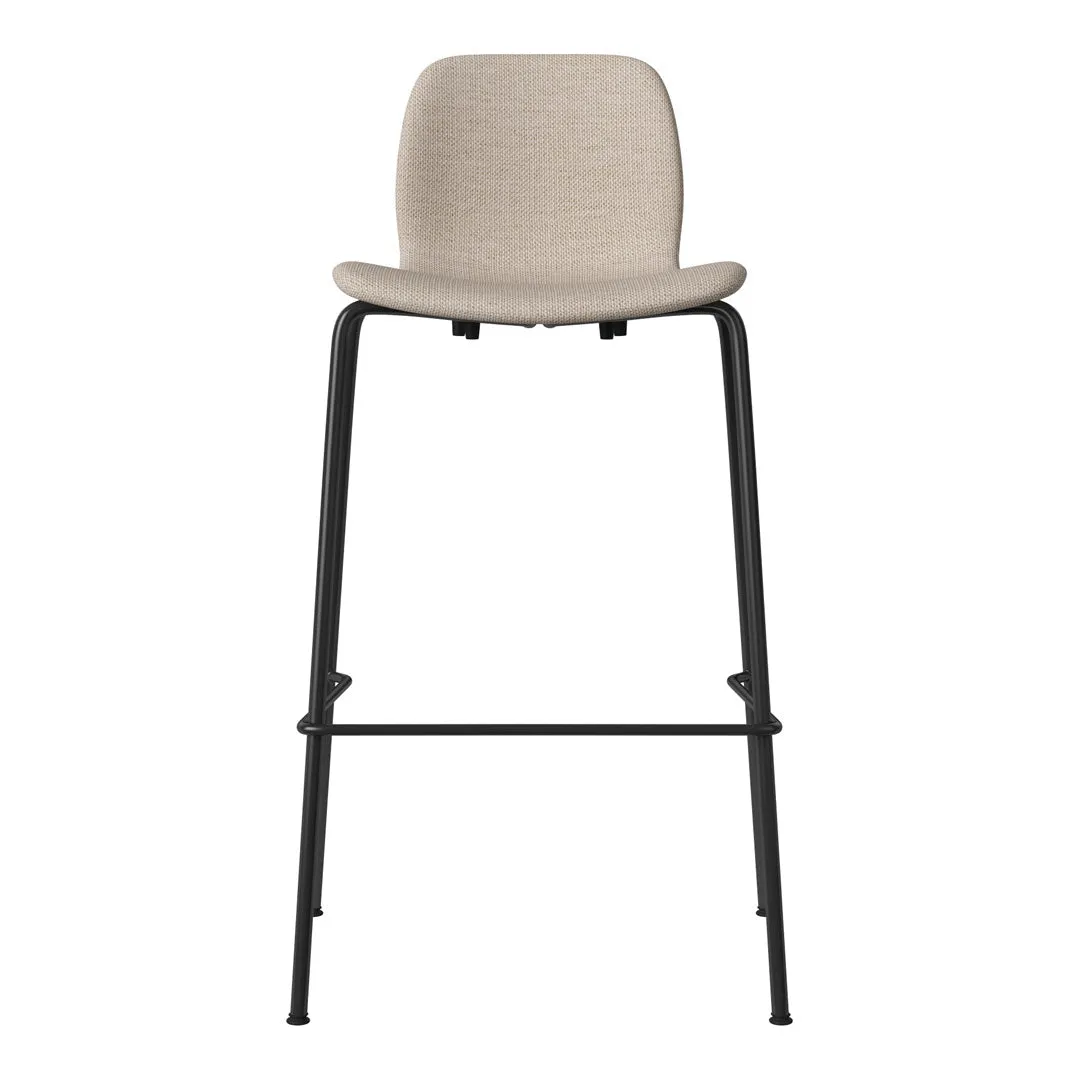 Seed Bar Chair - Upholstered - Steel Base, Black Lacquered