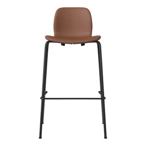 Seed Bar Chair - Upholstered - Steel Base, Black Lacquered