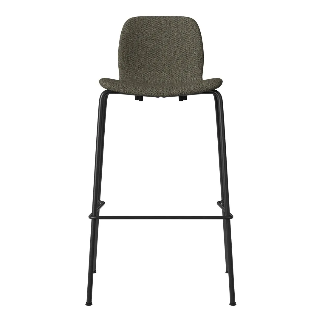 Seed Bar Chair - Upholstered - Steel Base, Black Lacquered