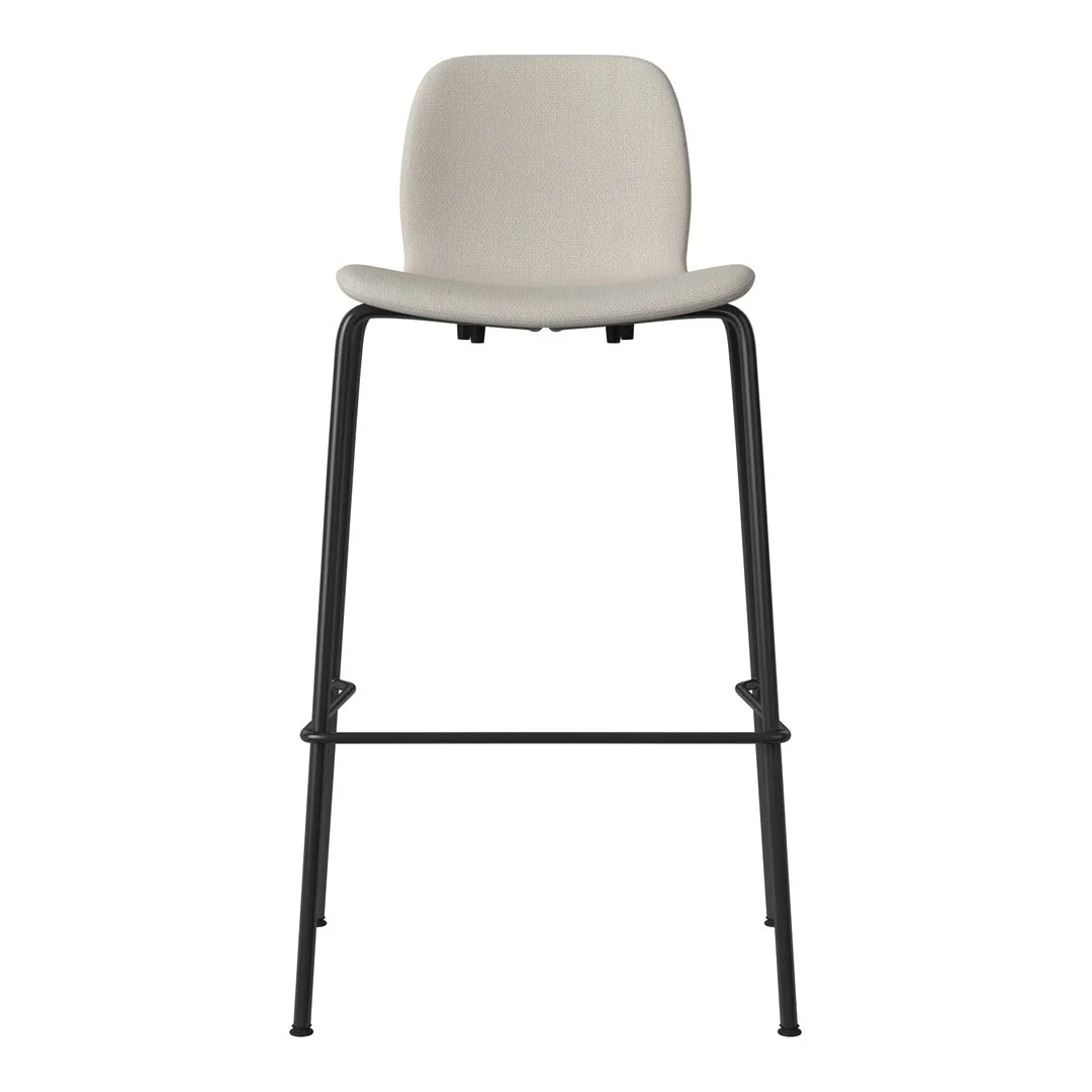 Seed Bar Chair - Upholstered - Steel Base, Black Lacquered