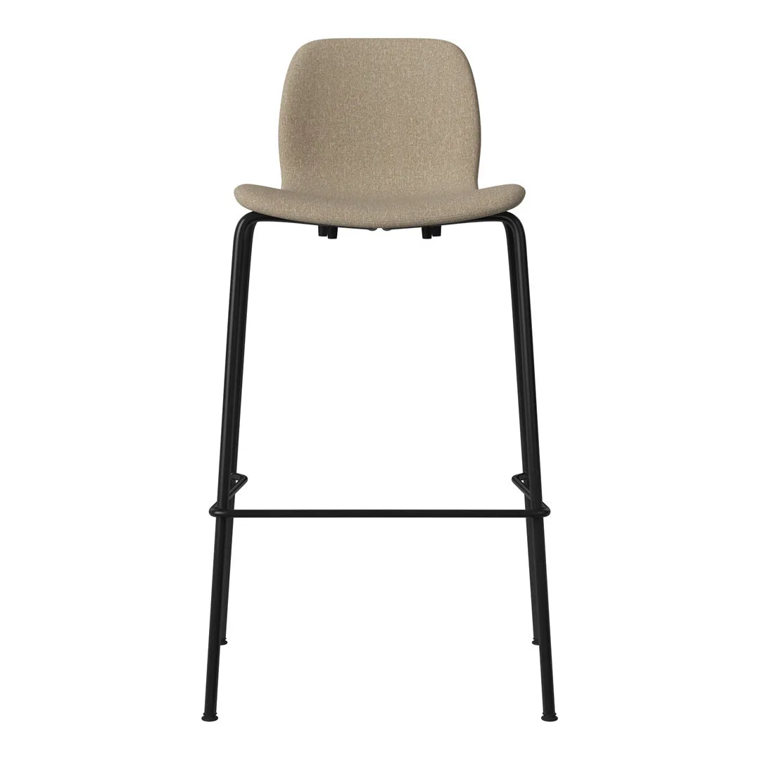 Seed Bar Chair - Upholstered - Steel Base, Black Lacquered
