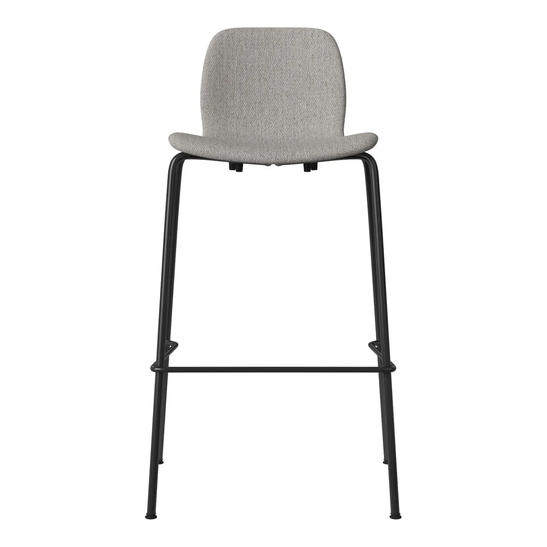 Seed Bar Chair - Upholstered - Steel Base, Black Lacquered