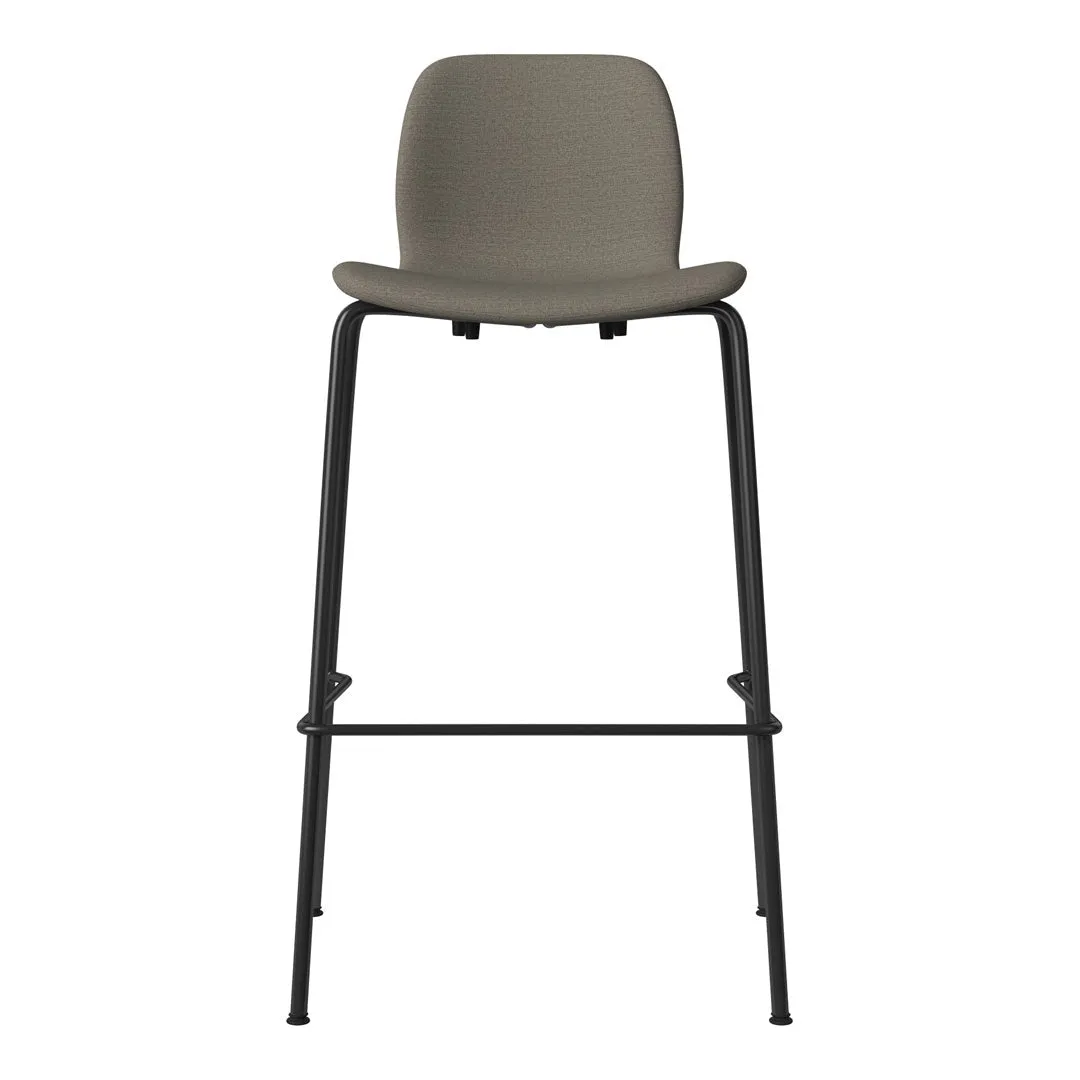 Seed Bar Chair - Upholstered - Steel Base, Black Lacquered