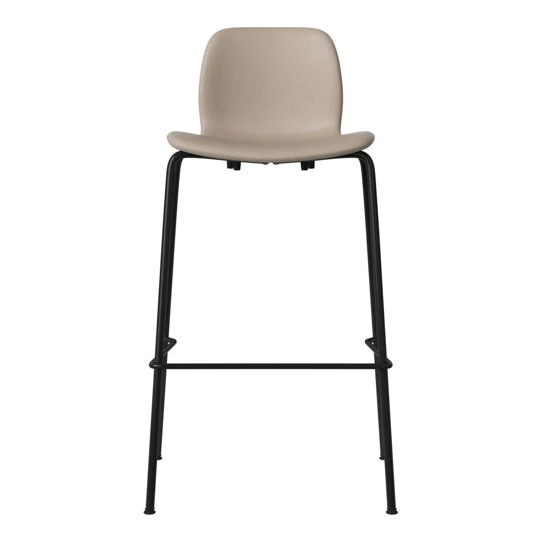 Seed Bar Chair - Upholstered - Steel Base, Black Lacquered