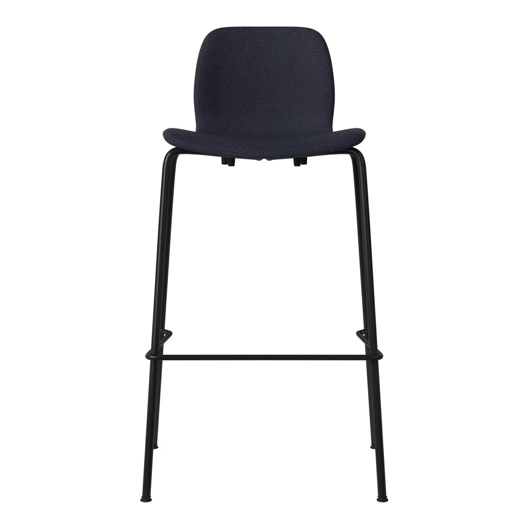 Seed Bar Chair - Upholstered - Steel Base, Black Lacquered