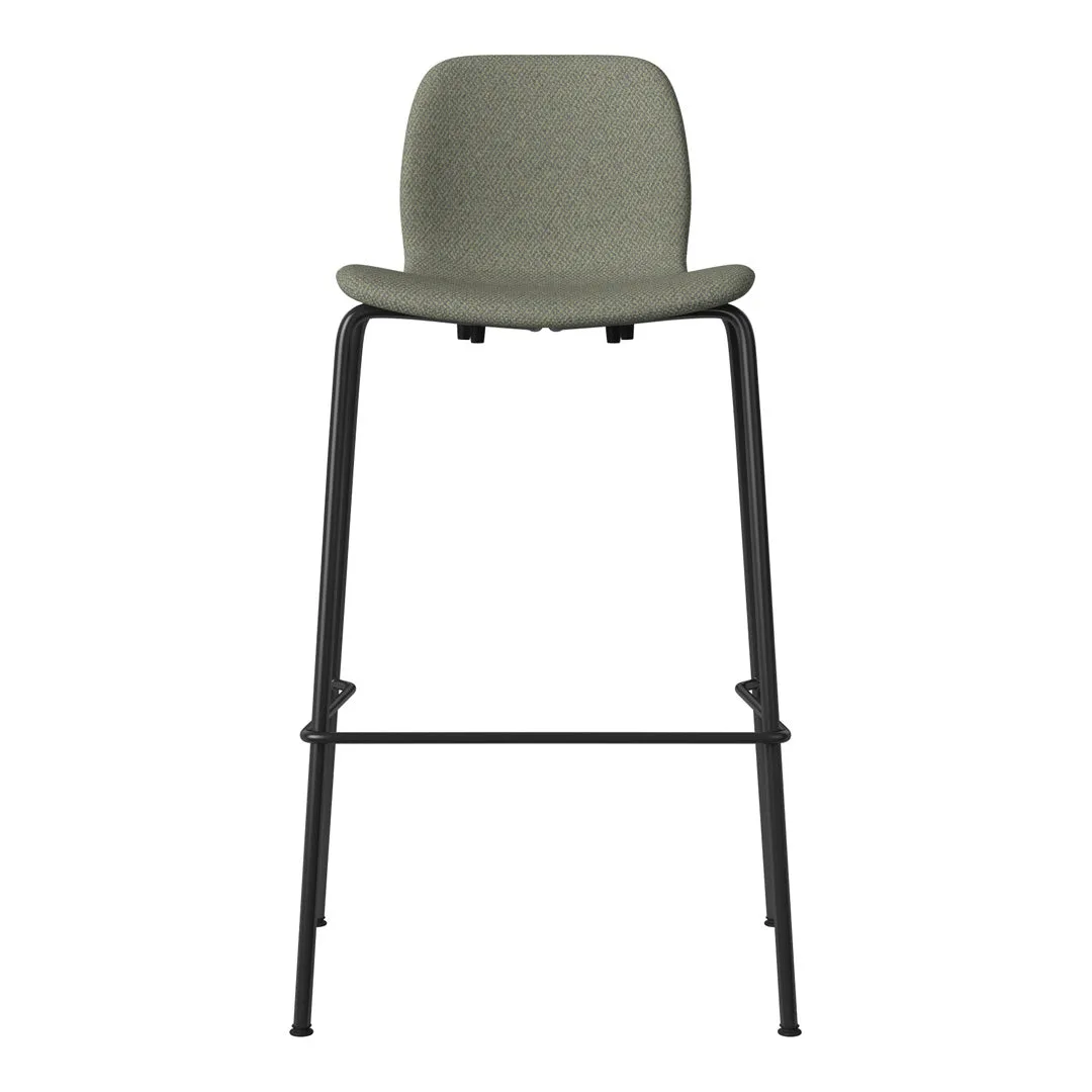 Seed Bar Chair - Upholstered - Steel Base, Black Lacquered