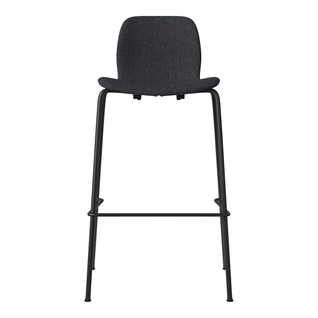 Seed Bar Chair - Upholstered - Steel Base, Black Lacquered