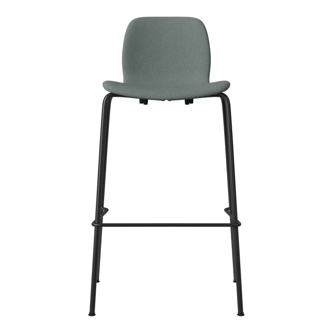 Seed Bar Chair - Upholstered - Steel Base, Black Lacquered