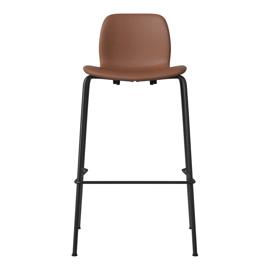 Seed Bar Chair - Upholstered - Steel Base, Black Lacquered