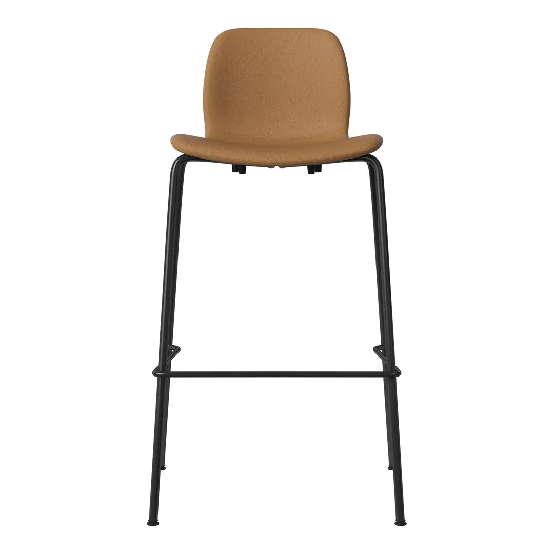 Seed Bar Chair - Upholstered - Steel Base, Black Lacquered