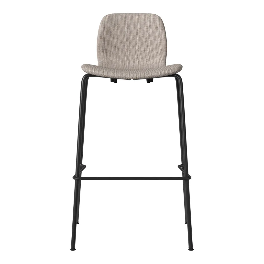 Seed Bar Chair - Upholstered - Steel Base, Black Lacquered