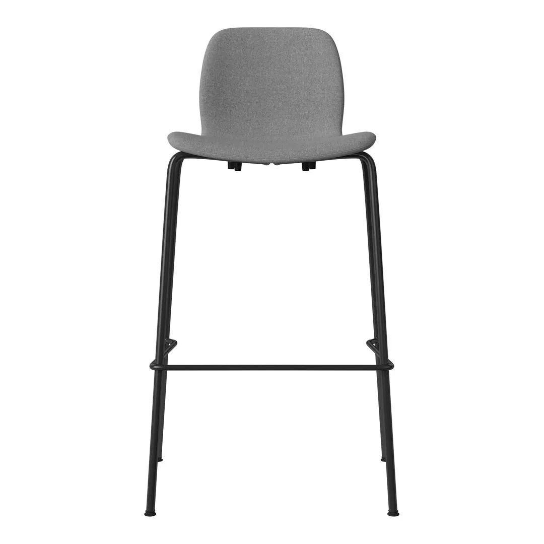 Seed Bar Chair - Upholstered - Steel Base, Black Lacquered