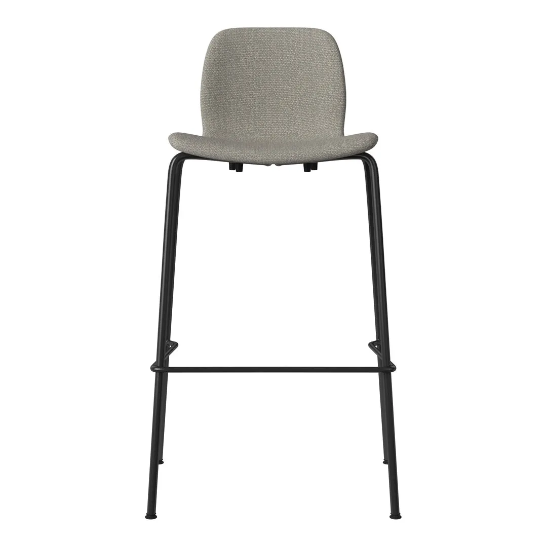 Seed Bar Chair - Upholstered - Steel Base, Black Lacquered