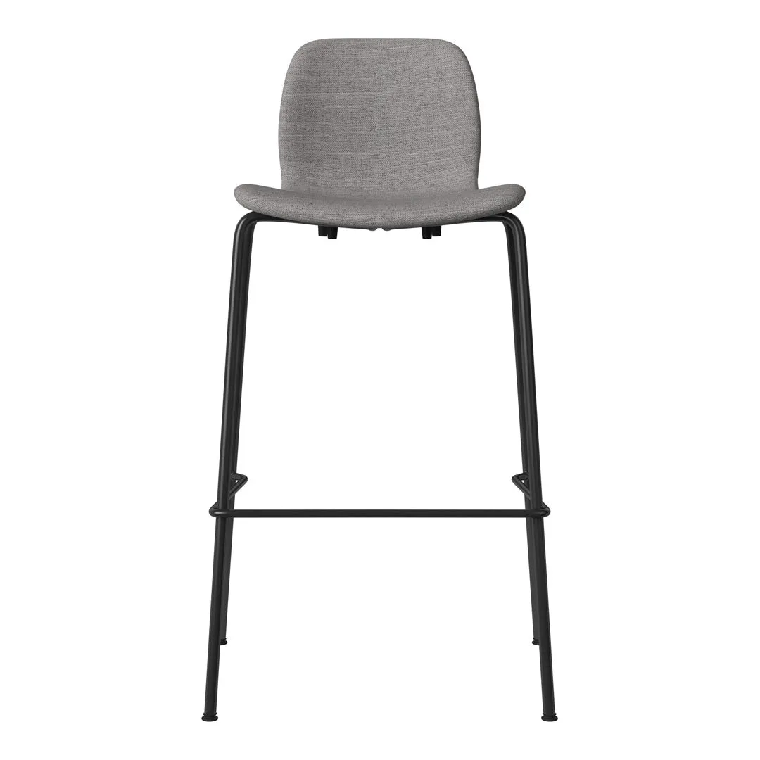 Seed Bar Chair - Upholstered - Steel Base, Black Lacquered