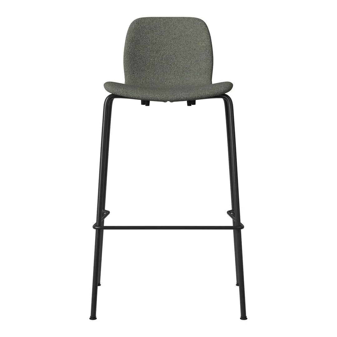 Seed Bar Chair - Upholstered - Steel Base, Black Lacquered